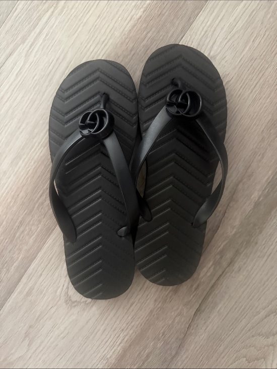 None Shoes - Black Women's platform Flip Flop Sandals with Interlocking logo